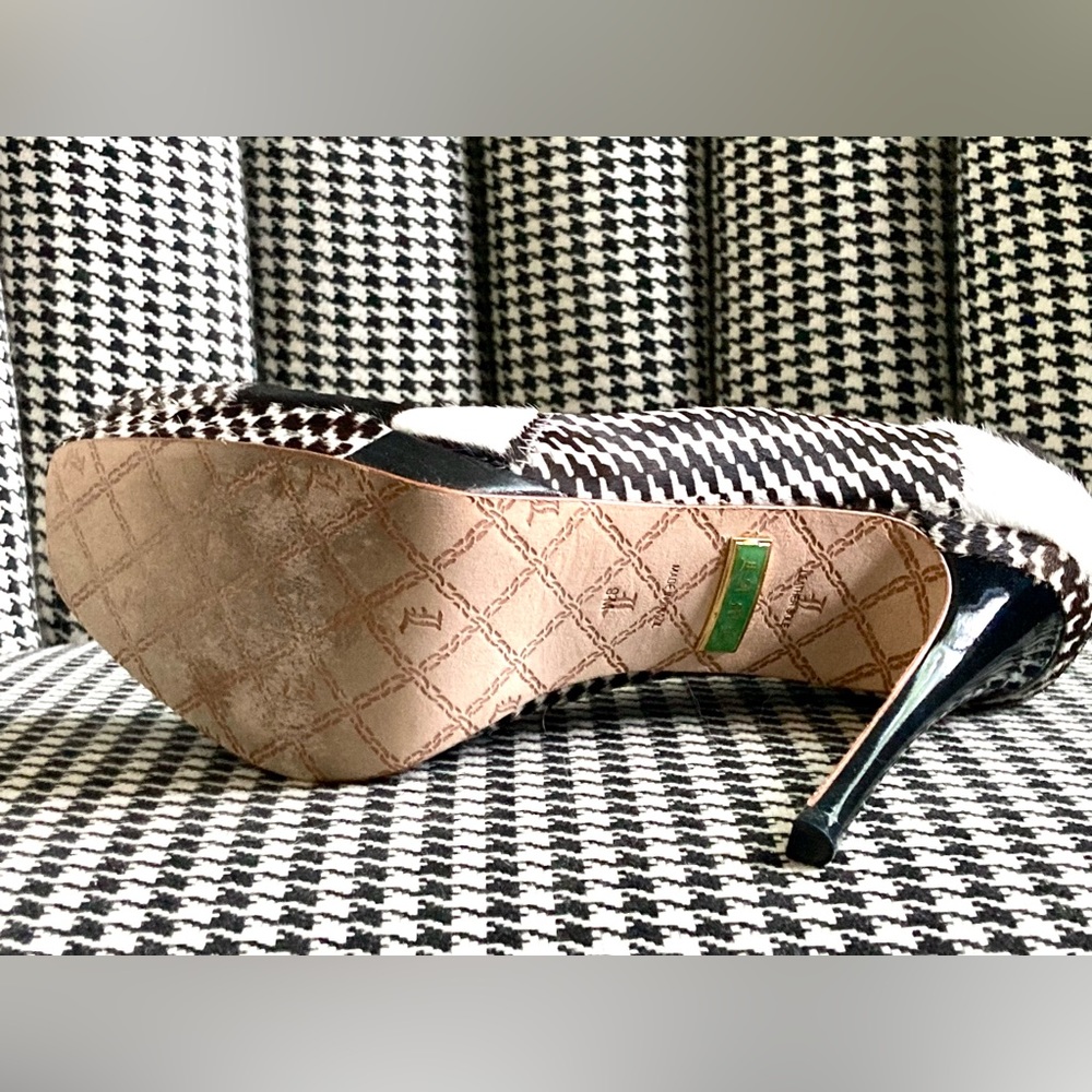 L.A.M.B Houndstooth Juva Calf Hair platform Heels, ORG Box&Dust bag! - Picture 8 of 16